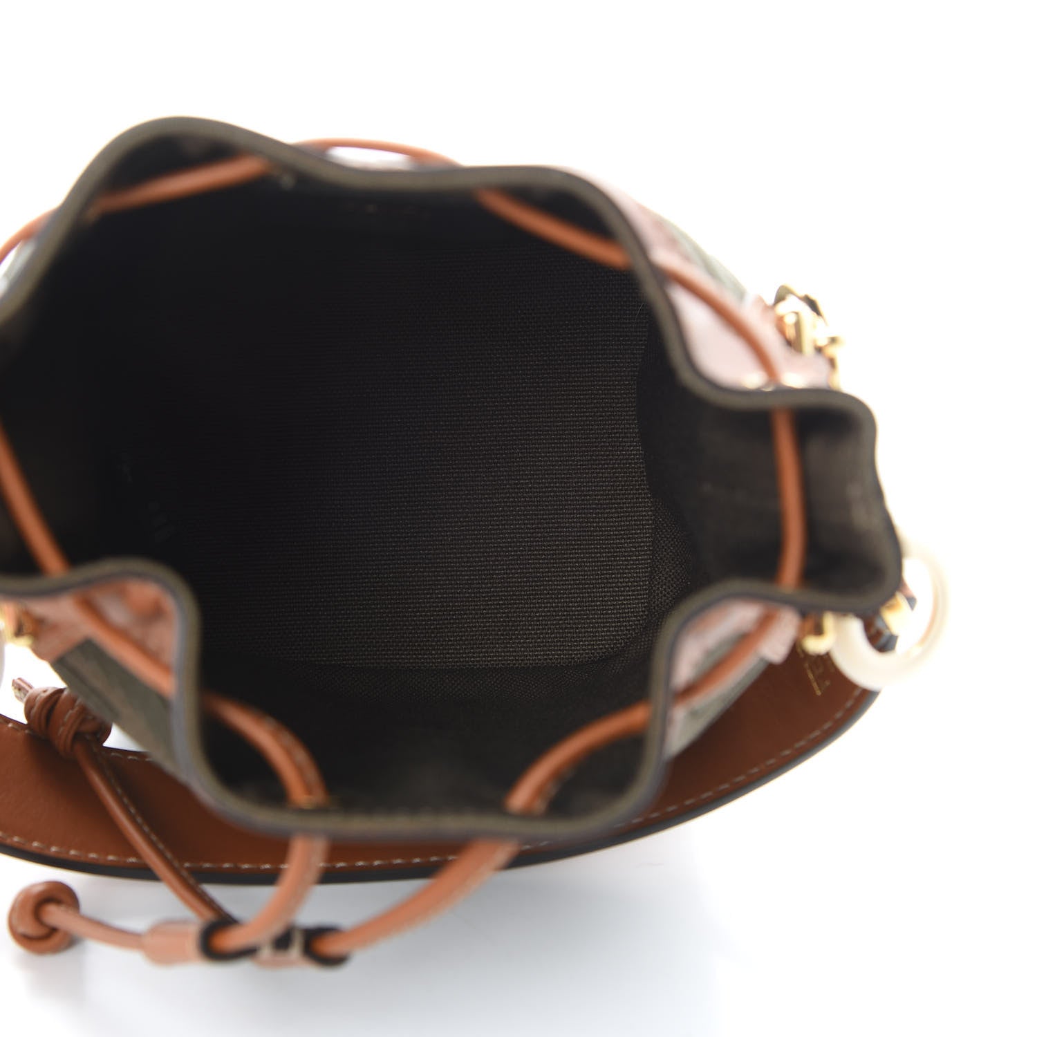 Fendi Canvas Vitello King F is Fendi FF Embroidered Mini Mon Tresor Bucket Bag Amazzonia Cuoio 5 of 11