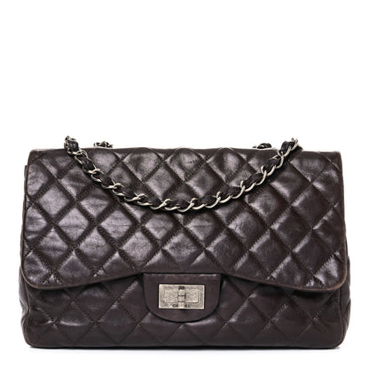 Chanel Washed Lambskin Quilted Jumbo Hybrid Reissue Flap Dark Brown 1 of 27