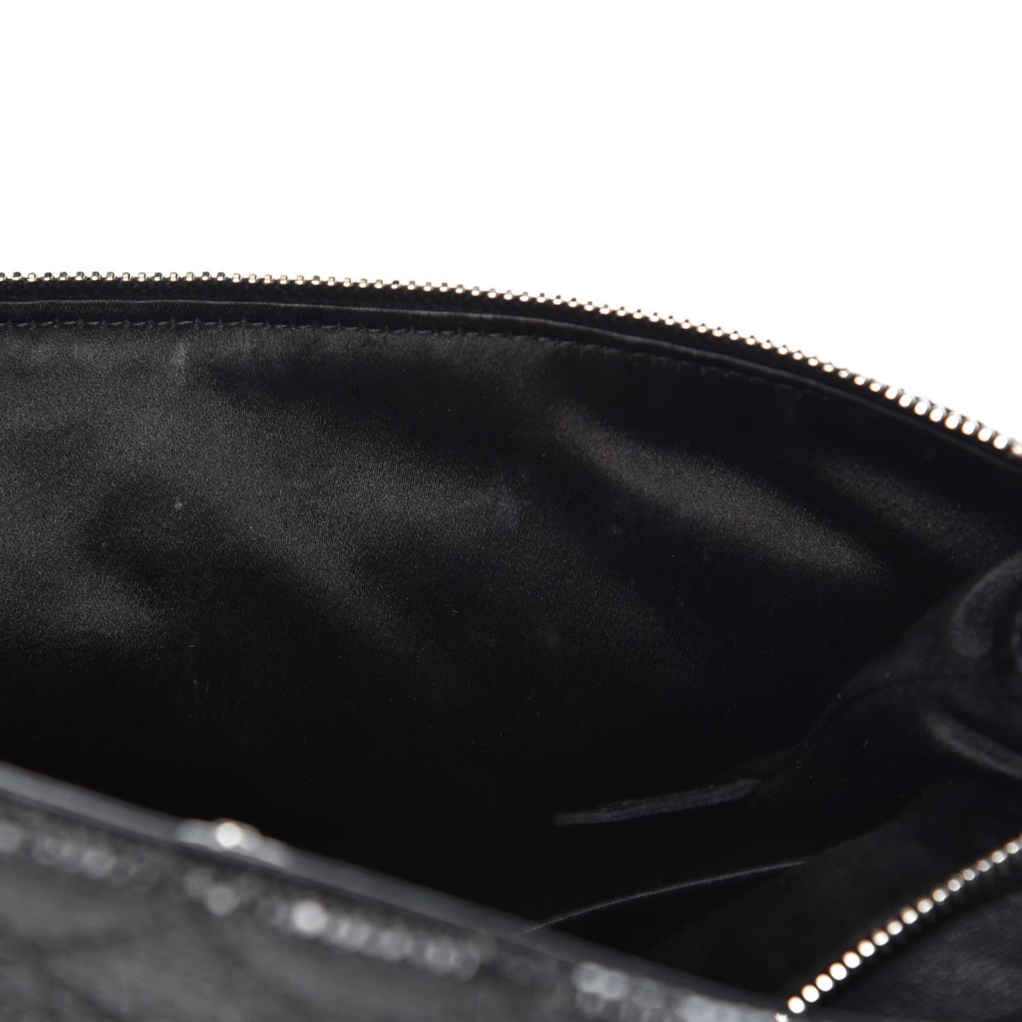 Iridescent Vinyl Quilted Clutch With Chain Black