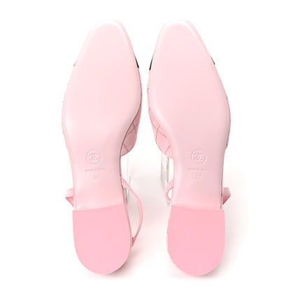 Chanel Suede Crystal Grosgrain Cap Toe CC Slingback Flats 39 Pink Gold Black 6 of 10