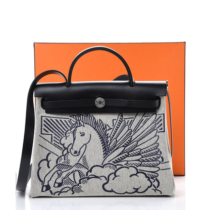 Hermes Vache Hunter Toile Pegase Pop Herbag Zip Retourne 31 PM Bleu Indigo 12 of 12