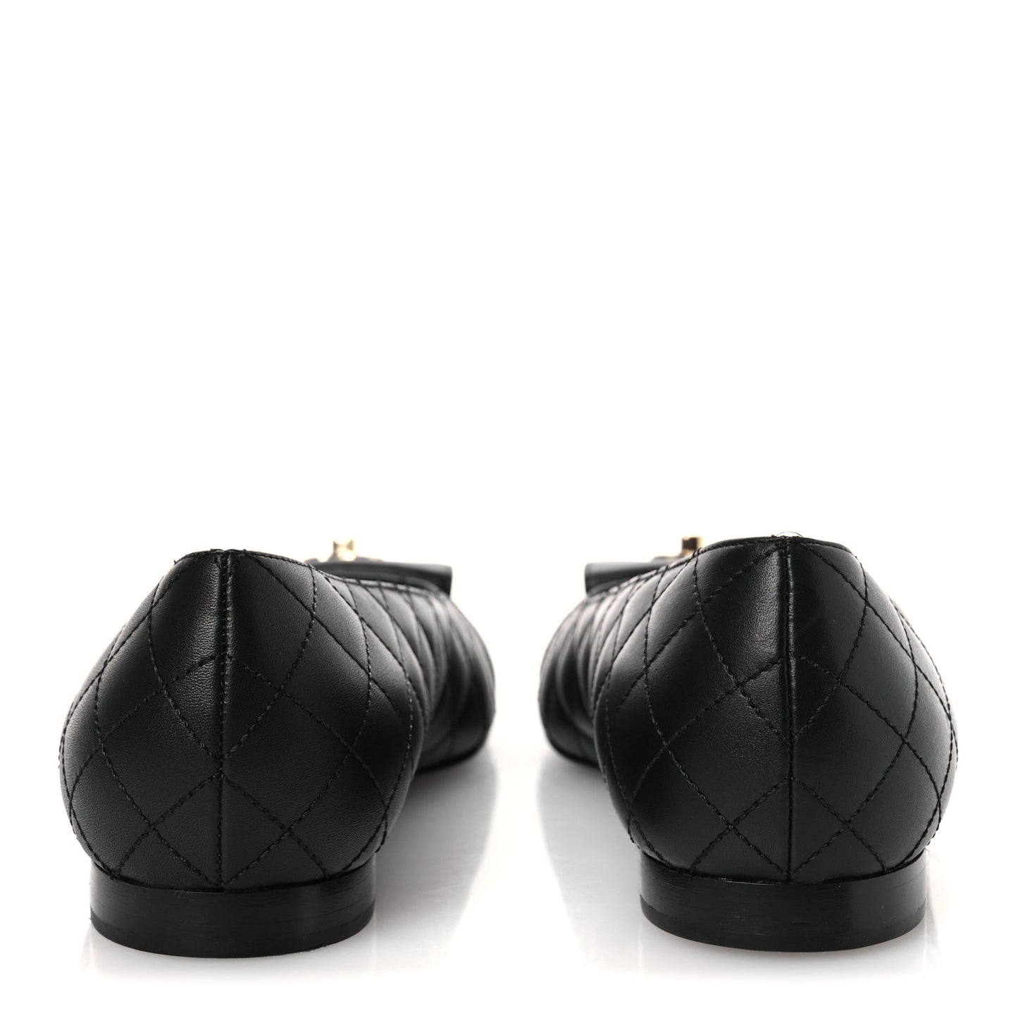 Calfskin Lambskin Quilted CC Cap Toe Ballerina Flats 36.5 Black