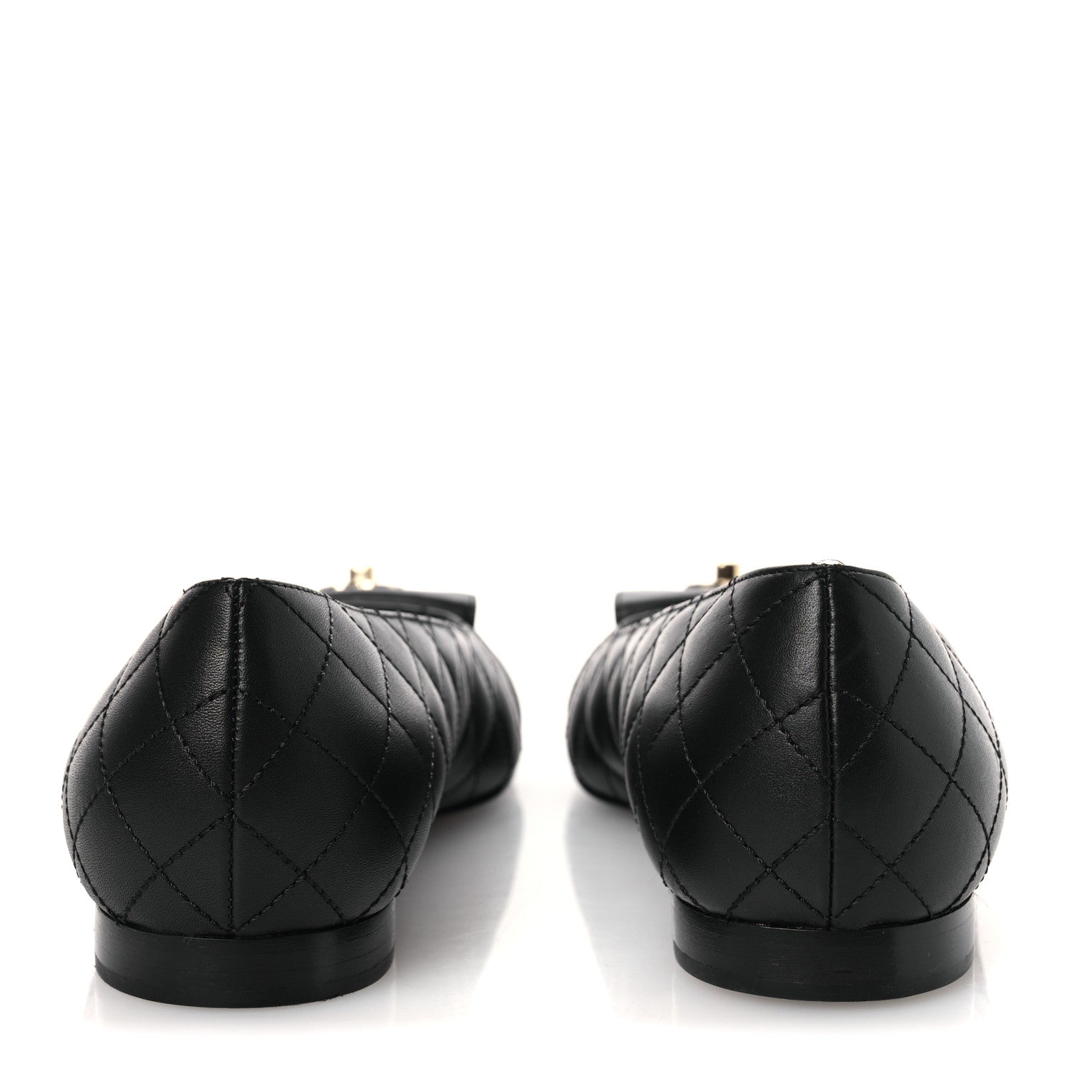 Chanel Calfskin Lambskin Quilted CC Cap Toe Ballerina Flats 36.5 Black 6 of 10
