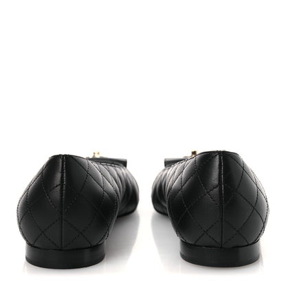 Chanel Calfskin Lambskin Quilted CC Cap Toe Ballerina Flats 36.5 Black 6 of 10