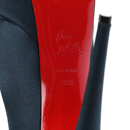 Christian Louboutin Crepe Satin Madame Butterfly 150 Pumps 38.5 Blue 8 of 10