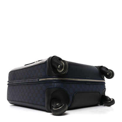 Gucci GG Supreme Monogram Textured Dollar Calfskin Web Ophidia Small Savoy Cabin Trolley Black Blue 3 of 10