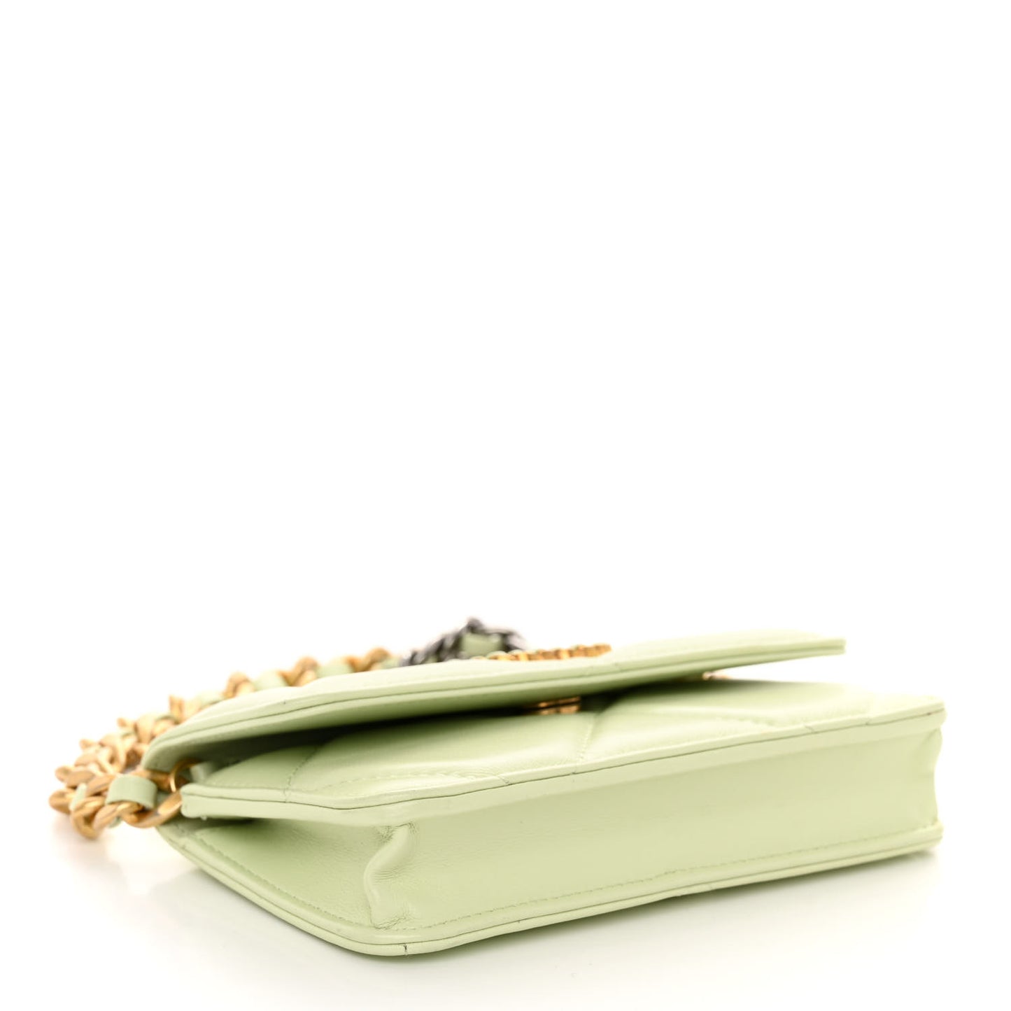 Lambskin Quilted 19 Clutch With Chain Light Green