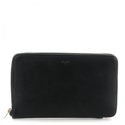 Celine Drummed Calfskin Zip Around Organizer Wallet Black 1 of 10