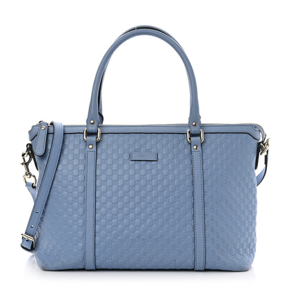Gucci Soft Microguccissima Small Zippered Satchel Light Blue 1 of 17