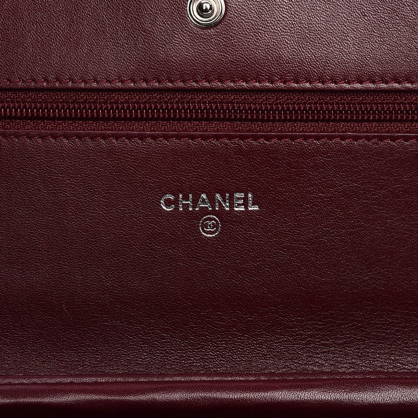 Patent Quilted Brilliant Wallet On Chain WOC Light Burgundy