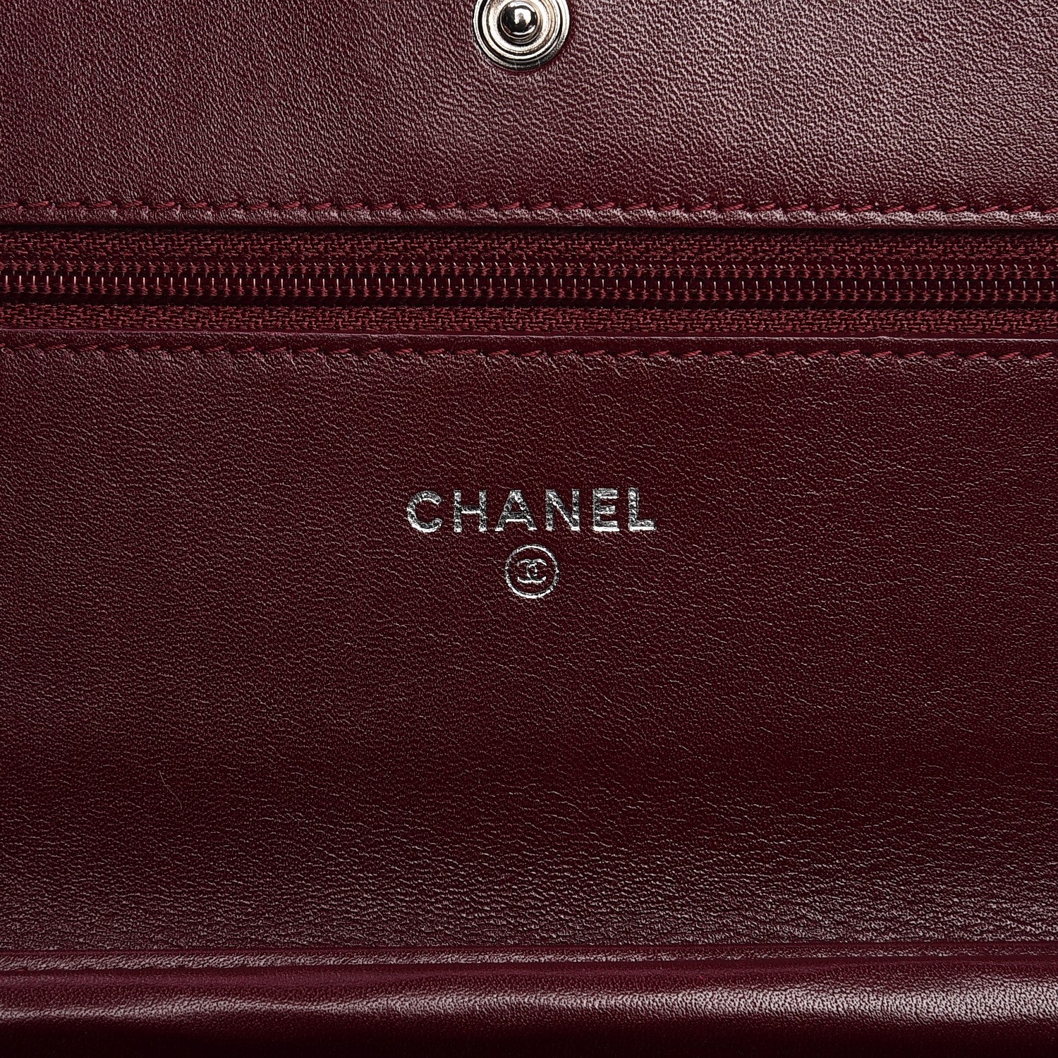 Chanel Patent Quilted Brilliant Wallet On Chain WOC Light Burgundy 6 of 9