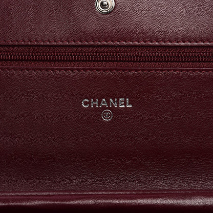 Chanel Patent Quilted Brilliant Wallet On Chain WOC Light Burgundy 6 of 9