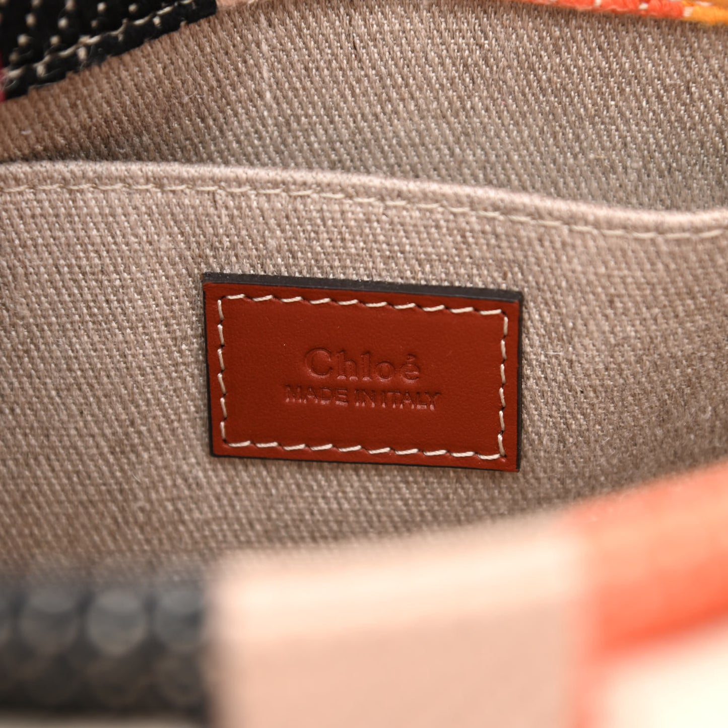 Cotton Calfskin Small Woody Striped Ribbon Tote Multicolor