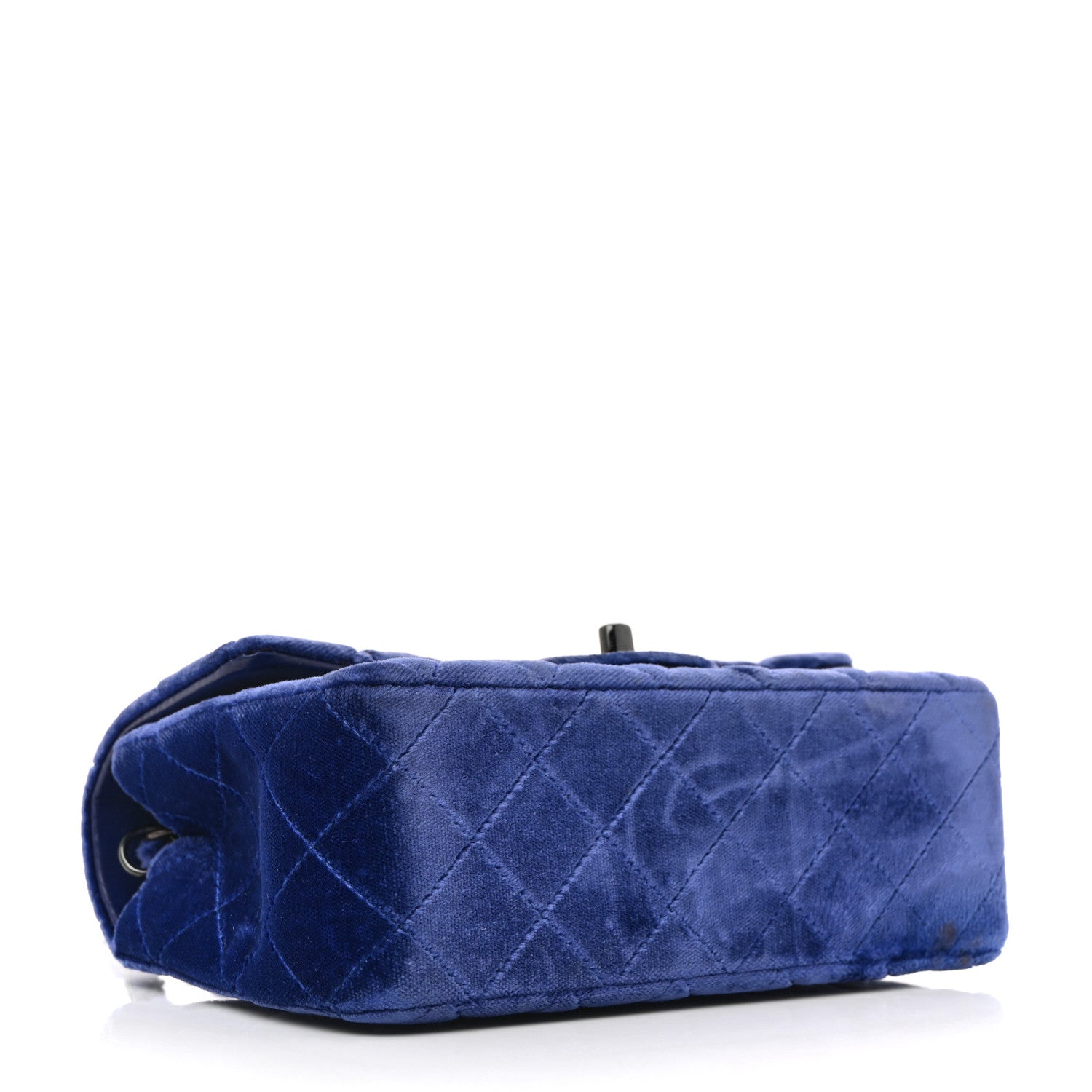 Chanel Velvet Quilted Mini Rectangular Flap Dark Blue 4 of 11