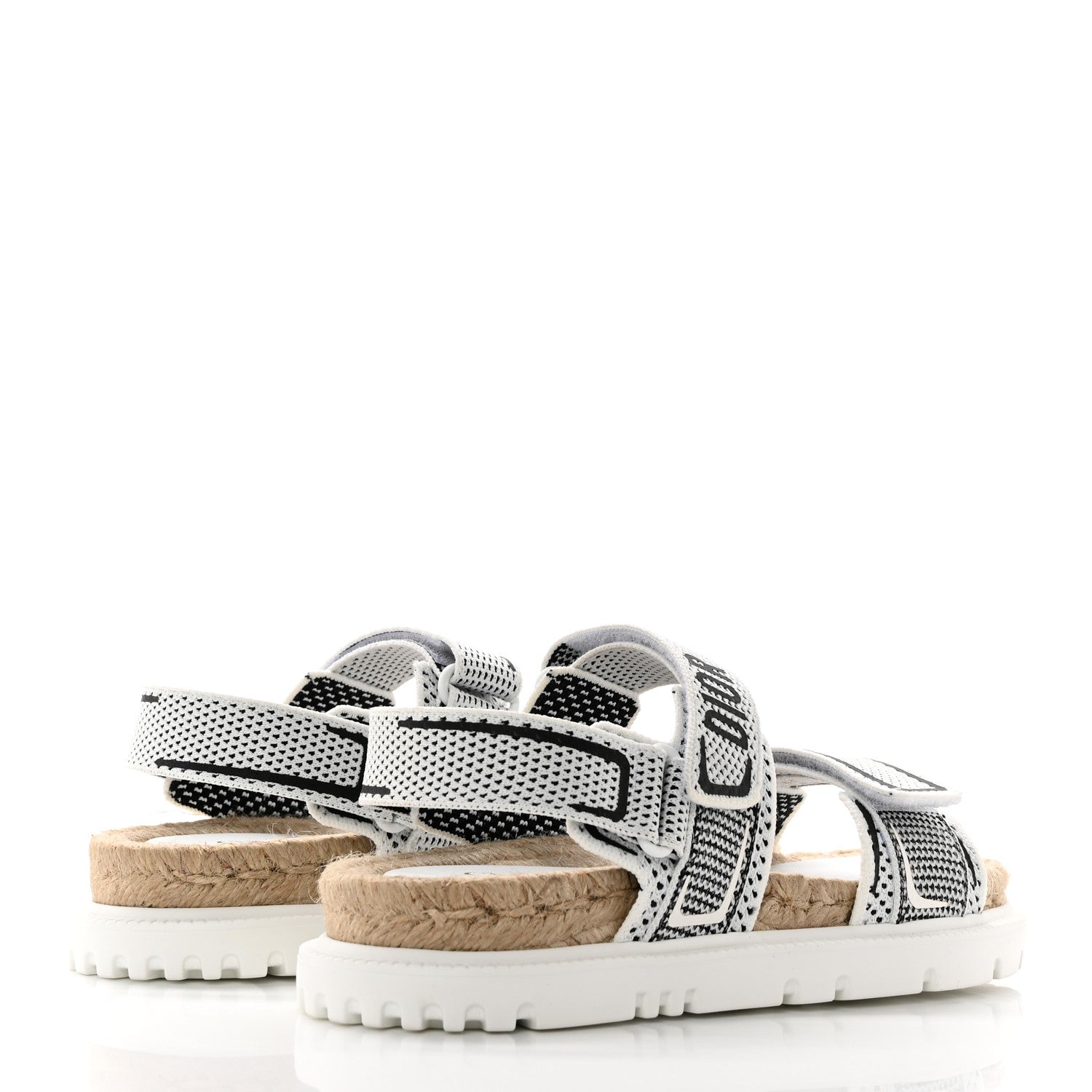 Christian Dior Technical Knit Jute Dioract 10mm Sandals 36 White Black 4 of 11