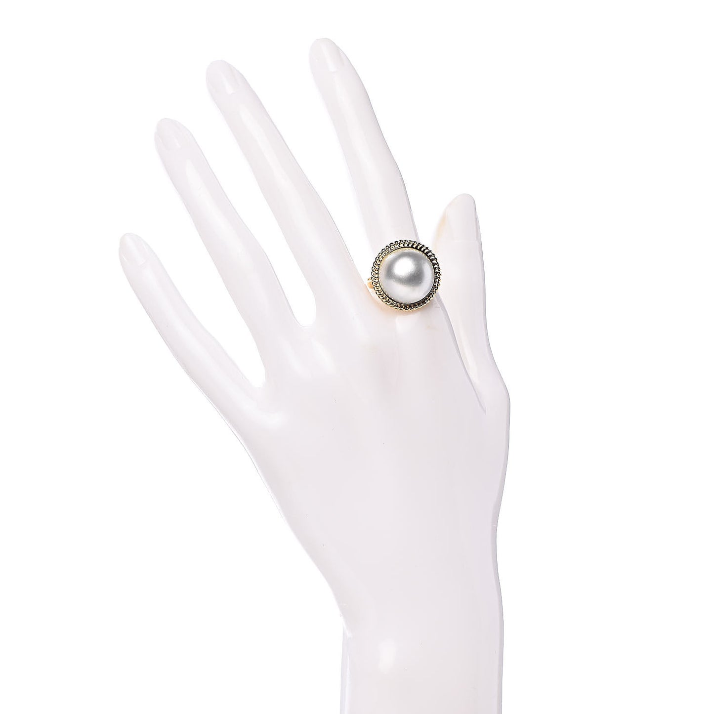 18K Yellow Gold Mabe Pearl 14.5mm Cocktail Ring 54 6.75