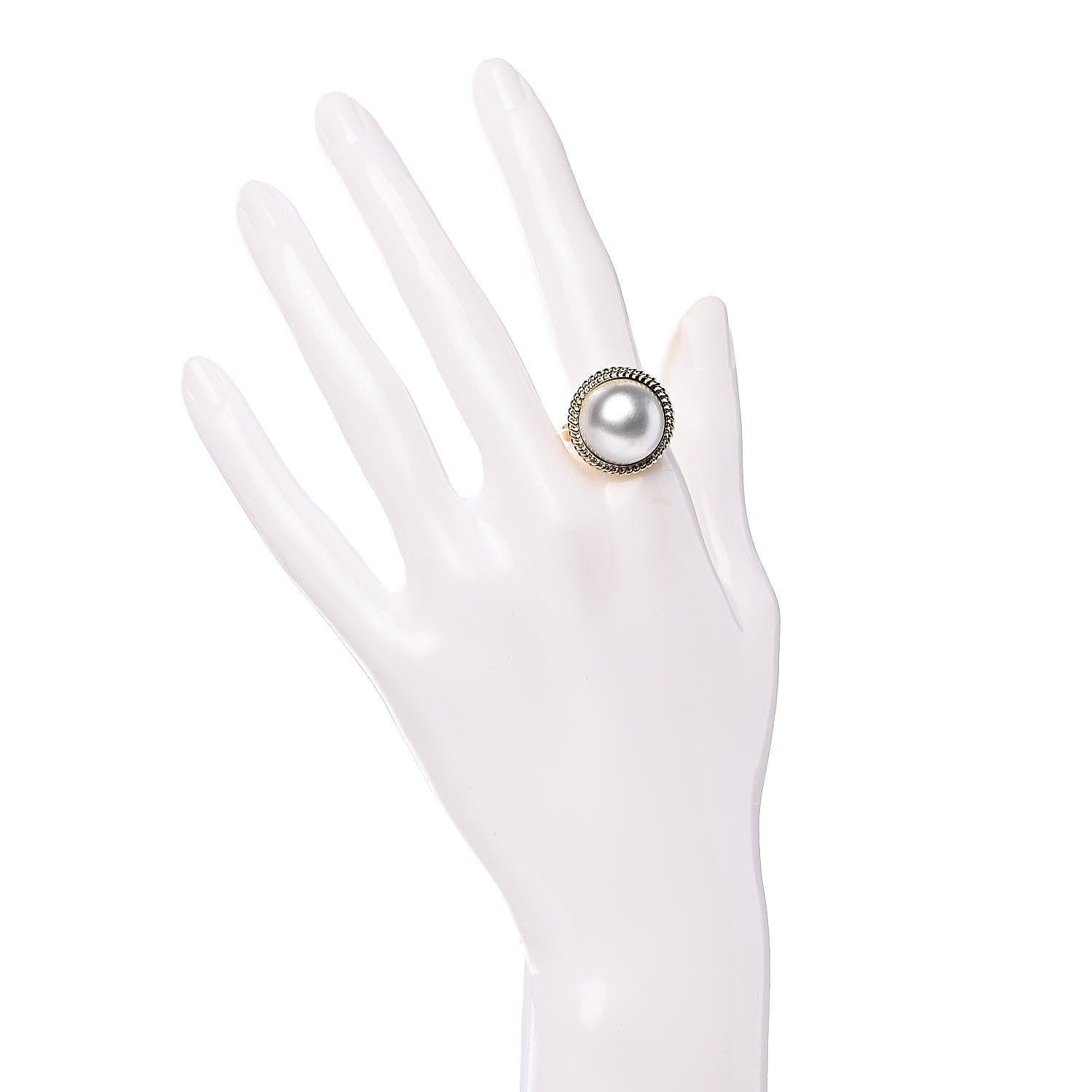 Mikimoto 18K Yellow Gold Mabe Pearl 14.5mm Cocktail Ring 54 6.75 2 of 5