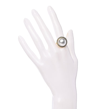 Mikimoto 18K Yellow Gold Mabe Pearl 14.5mm Cocktail Ring 54 6.75 2 of 5