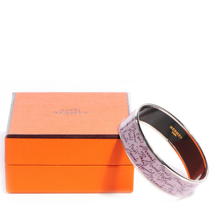 Hermes Enamel Printed Handwriting Wide Bracelet Purple 70 6 of 6