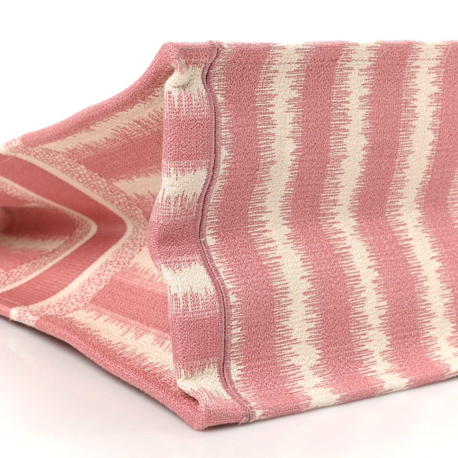 Christian Dior Canvas Embroidered Large Striped Book Tote Pink 9 of 10