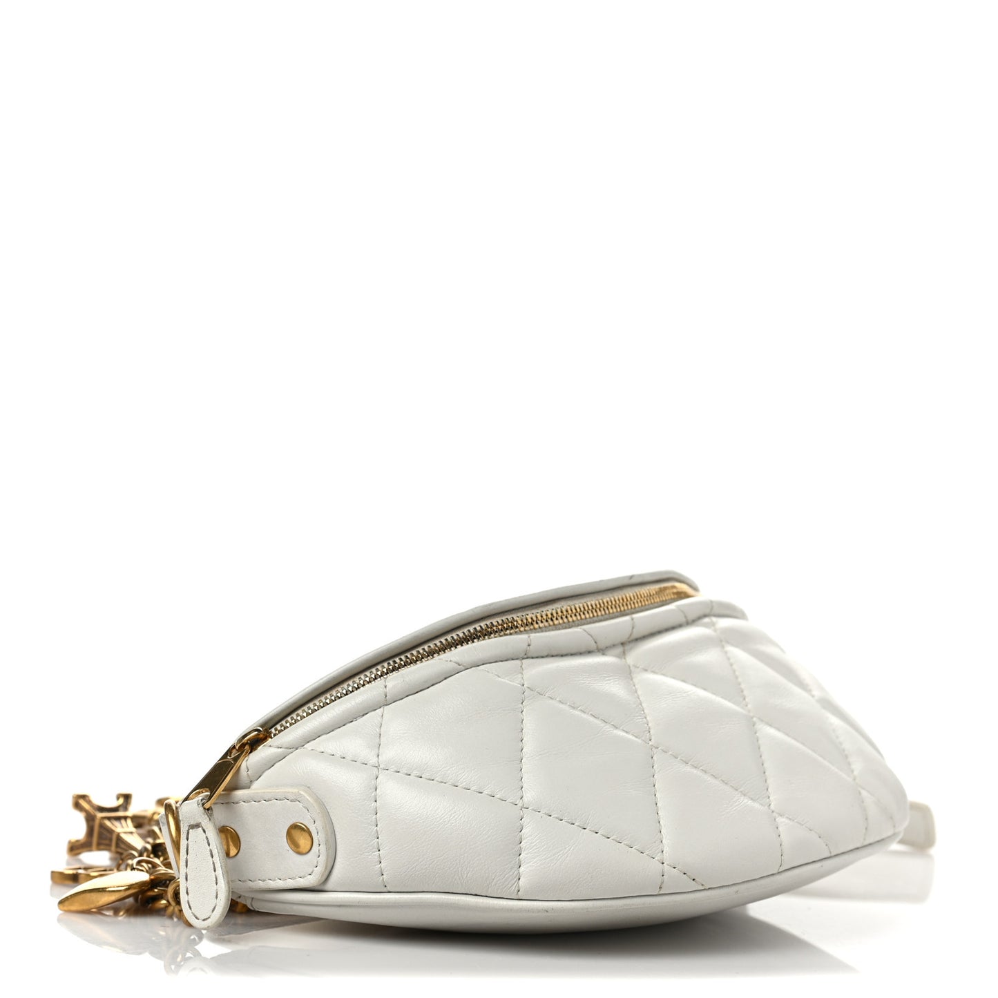 Calfskin Quilted Charms XXS Souvenir Belt Bag White