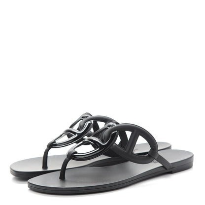 Hermes Rubber Womens Egerie Sandals 38 Black 3 of 7
