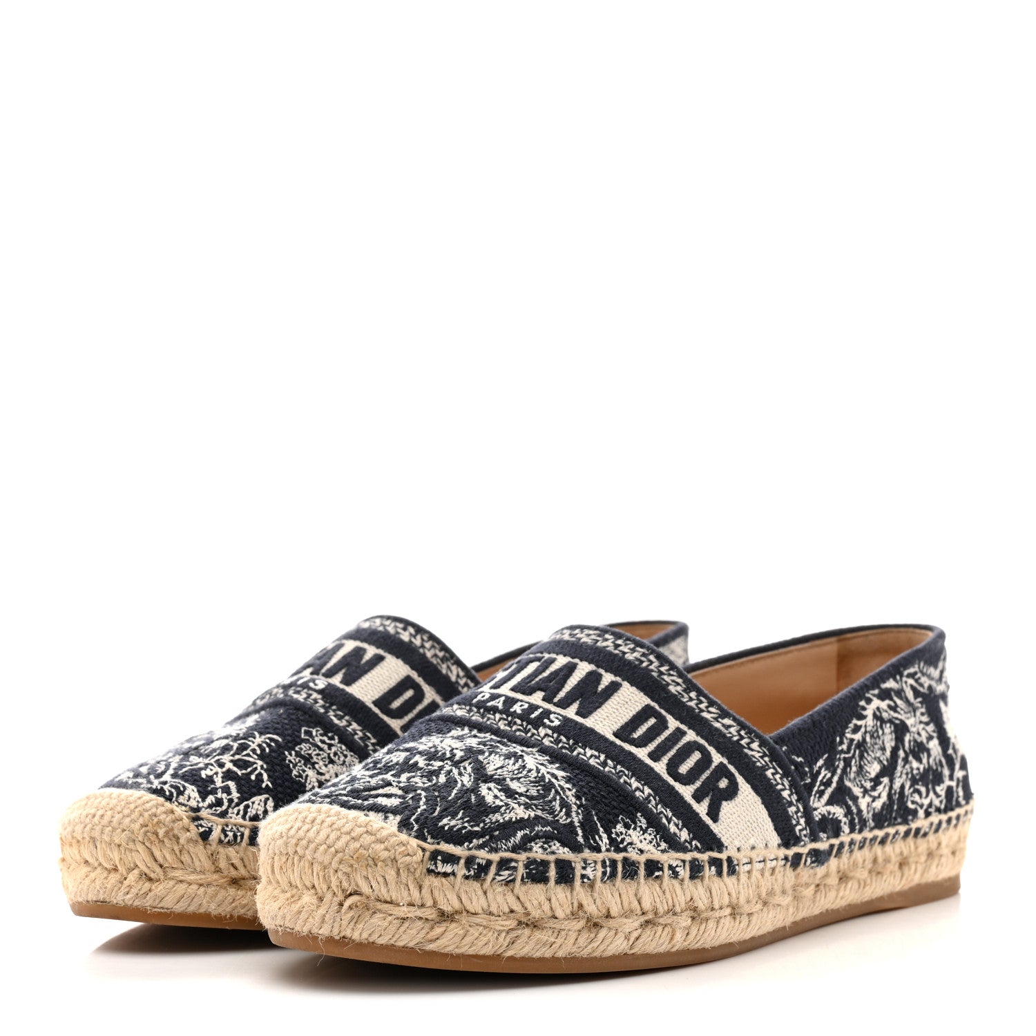 Christian Dior Embroidered Toile De Jouy Granville Espadrille 36
