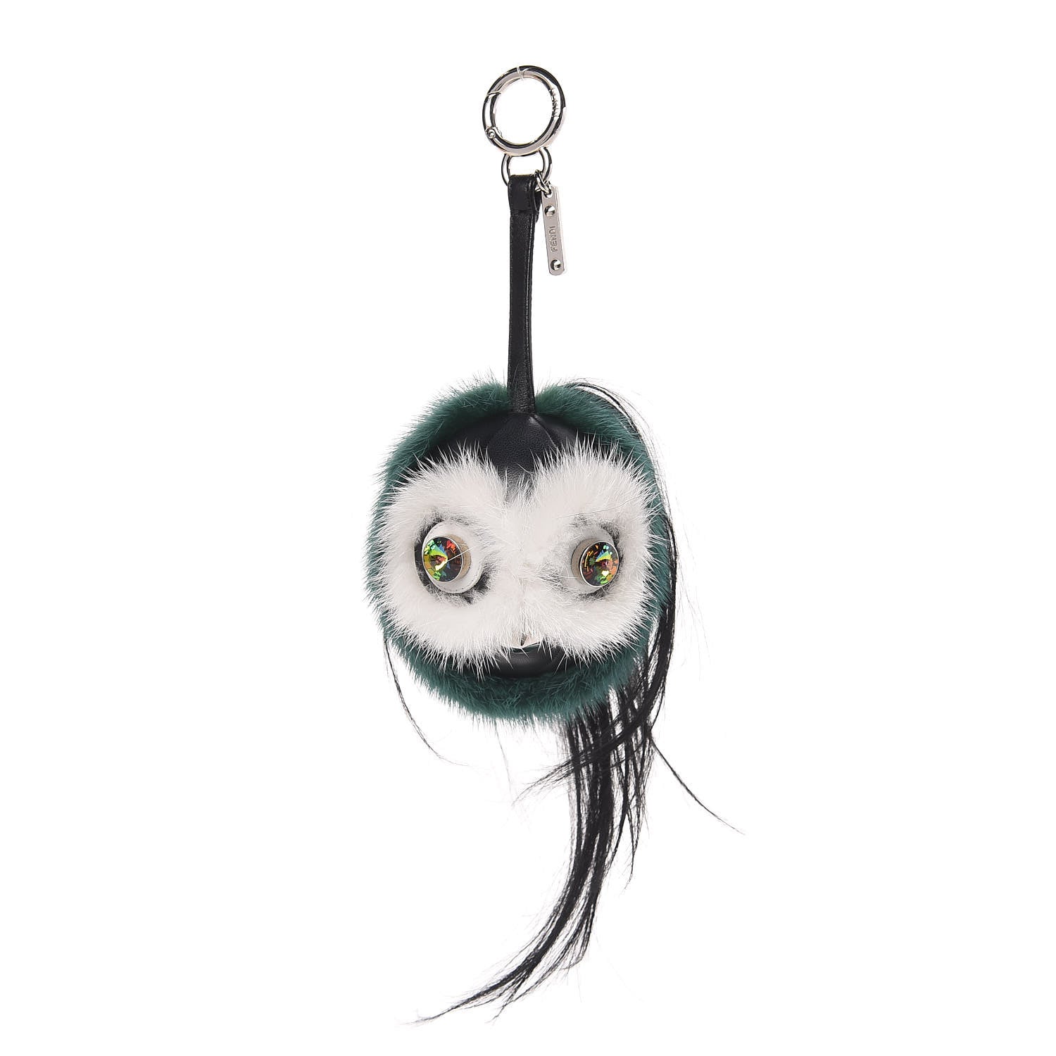 Fendi Mink Goat Fur QuTweet Cucaoo Bag Bug Charm Green White 1 of 5