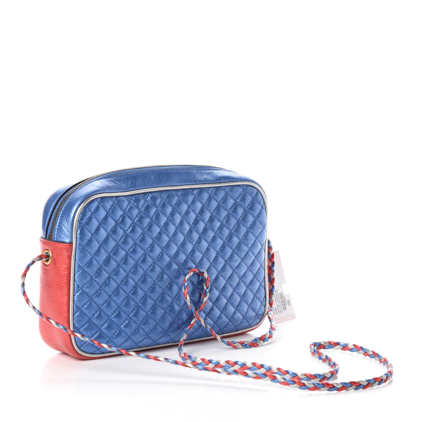 Laminated Nappa Trapuntata Small Zumi Shoulder Bag Rosso Marine Argento