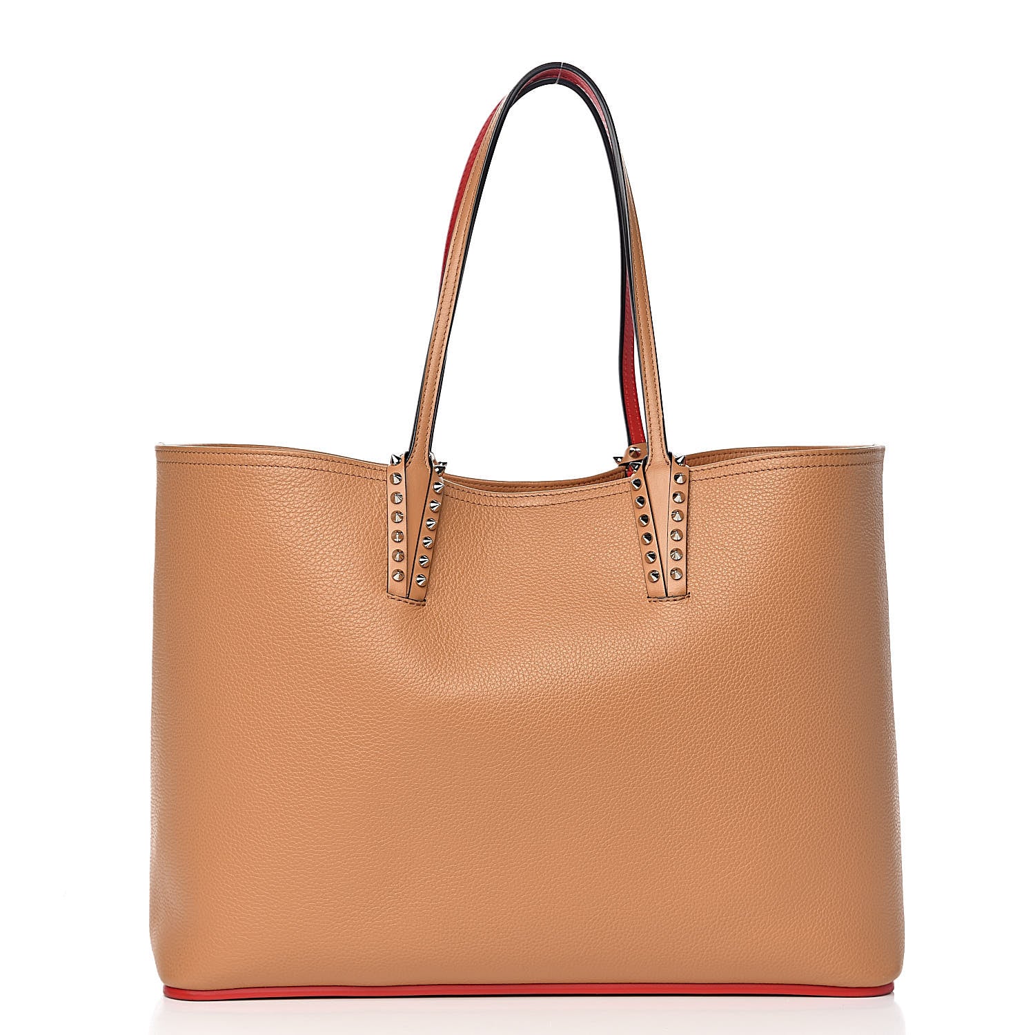 Christian Louboutin Calfskin Spikes East West Cabata Tote Avoine 3 of 11