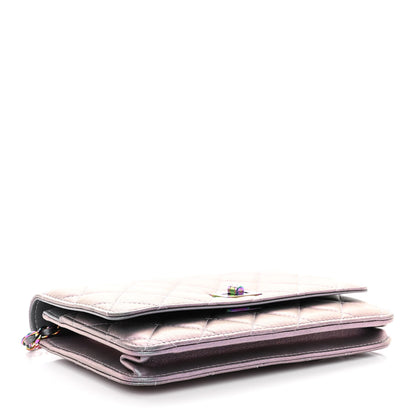 Chanel Iridescent Lambskin Quilted Reissue Wallet On Chain WOC Light Purple 4 of 12