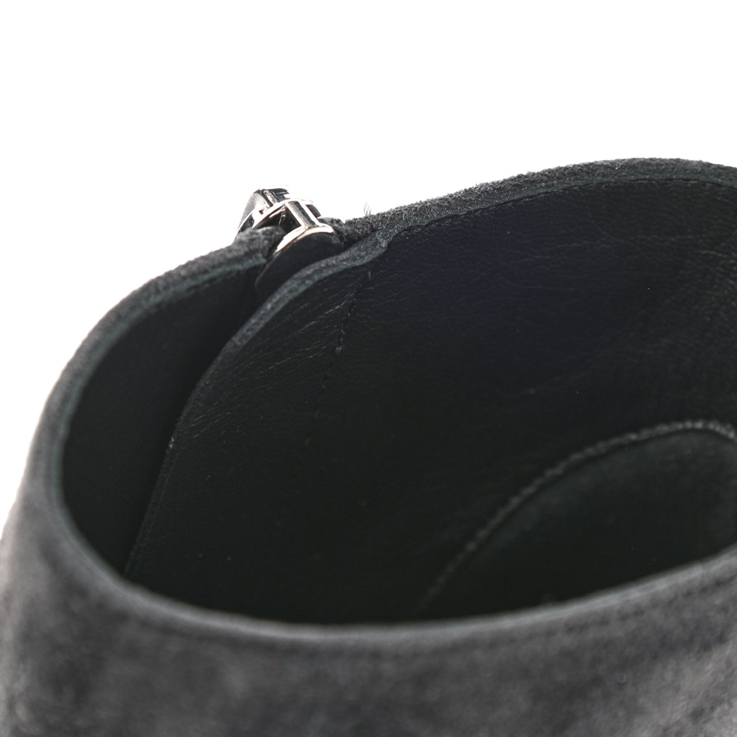 Suede Calfskin Patent Quilted Peep Toe Short Boots 37 Dark Grey