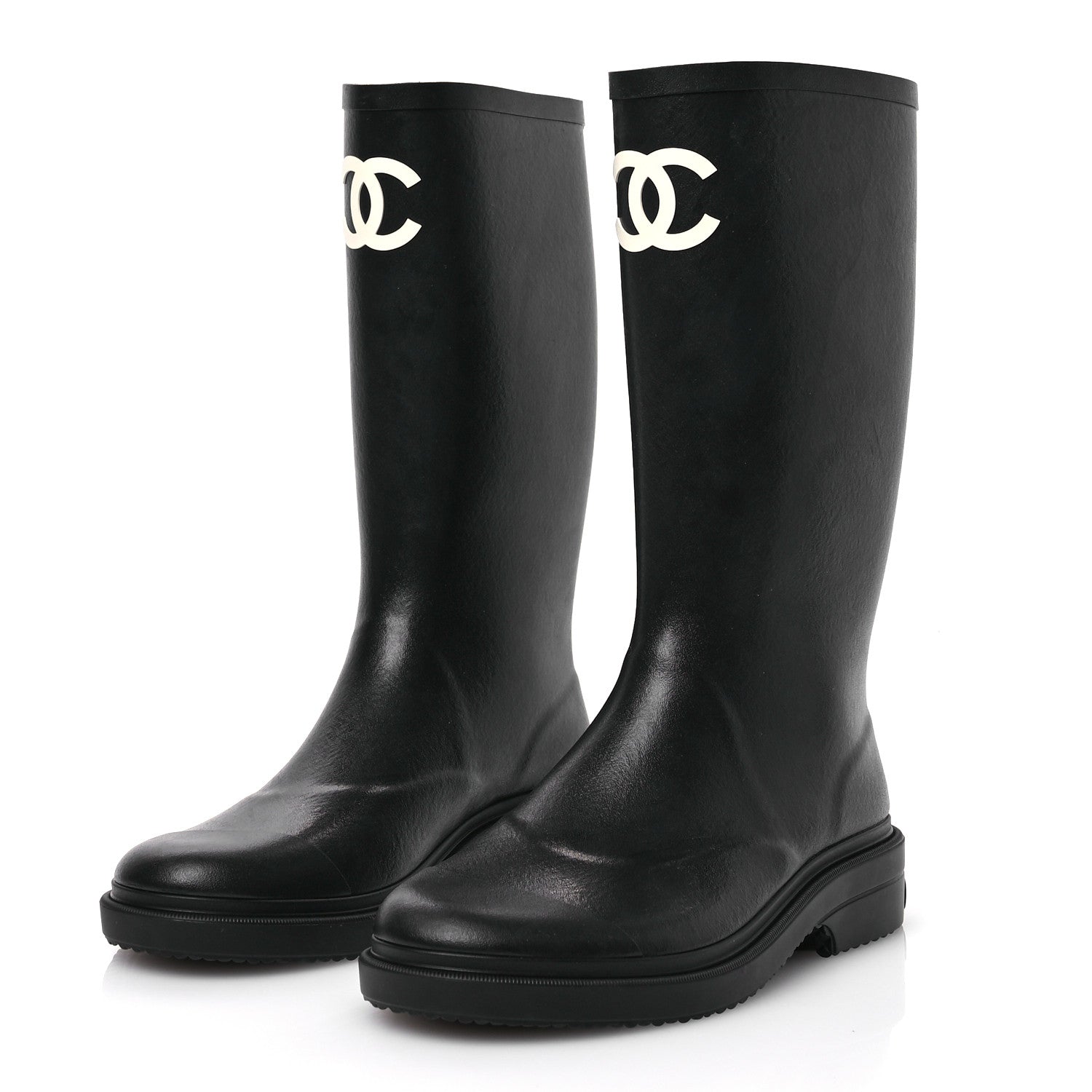 Chanel Caoutchouk CC High Boots 40 Black 3 of 9