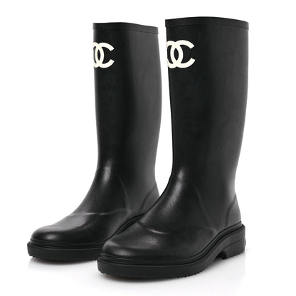 Chanel Caoutchouk CC High Boots 40 Black 3 of 9