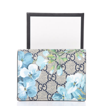 Gucci GG Supreme Monogram Blooms Card Case Wallet Beige Blue Navy Hibiscus Red 7 of 7
