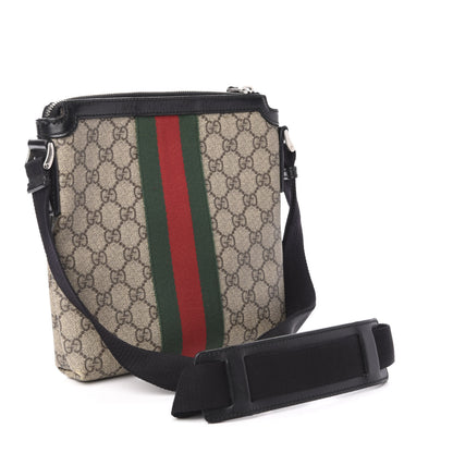 Gucci GG Supreme Monogram Web Messenger Bag Black 3 of 17
