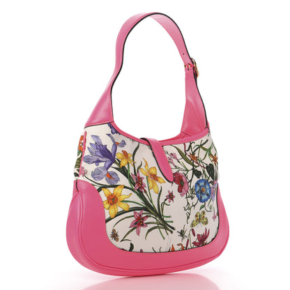 Gucci Canvas Flora Medium Jackie Hobo Fuchsia 3 of 10