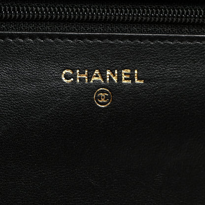 Chanel Lambskin Quilted CC Pearl Crush Wallet on Chain WOC Black 6 of 11