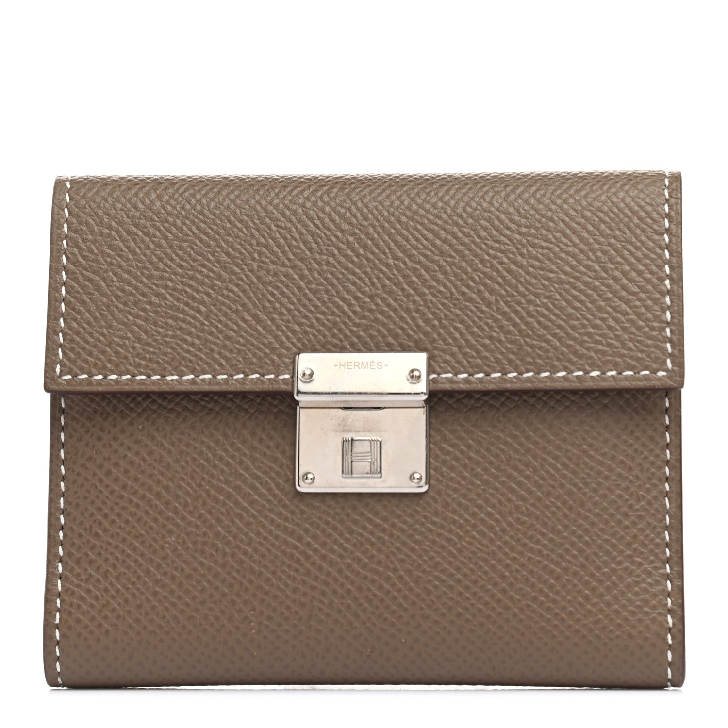 Hermes Epsom Clic Mini Card Holder Etoupe 1 of 9