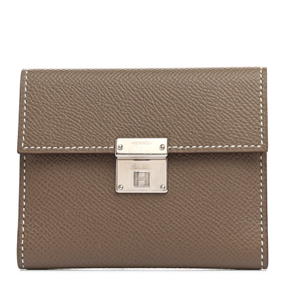 Hermes Epsom Clic Mini Card Holder Etoupe 1 of 9