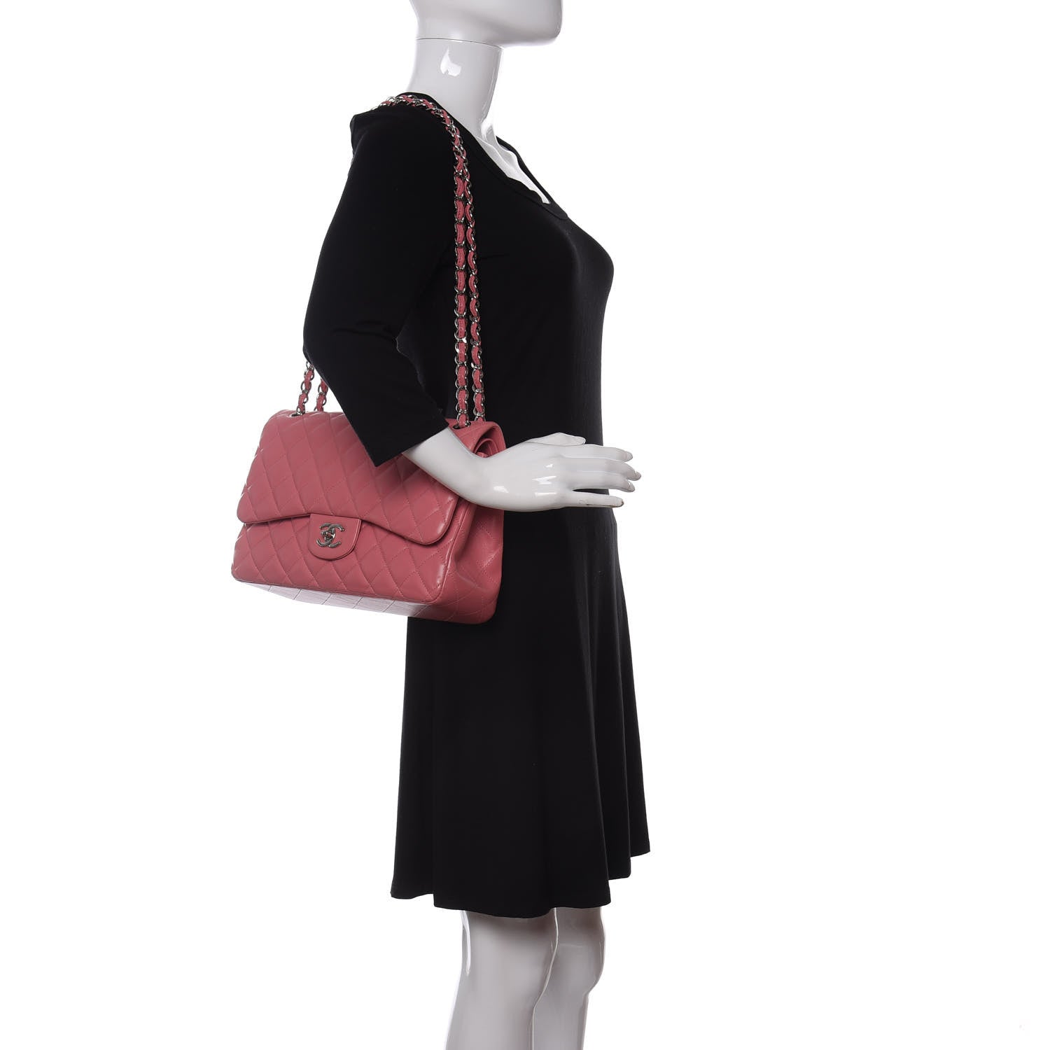 Chanel Lambskin Quilted Jumbo Double Flap Pink 2 of 14