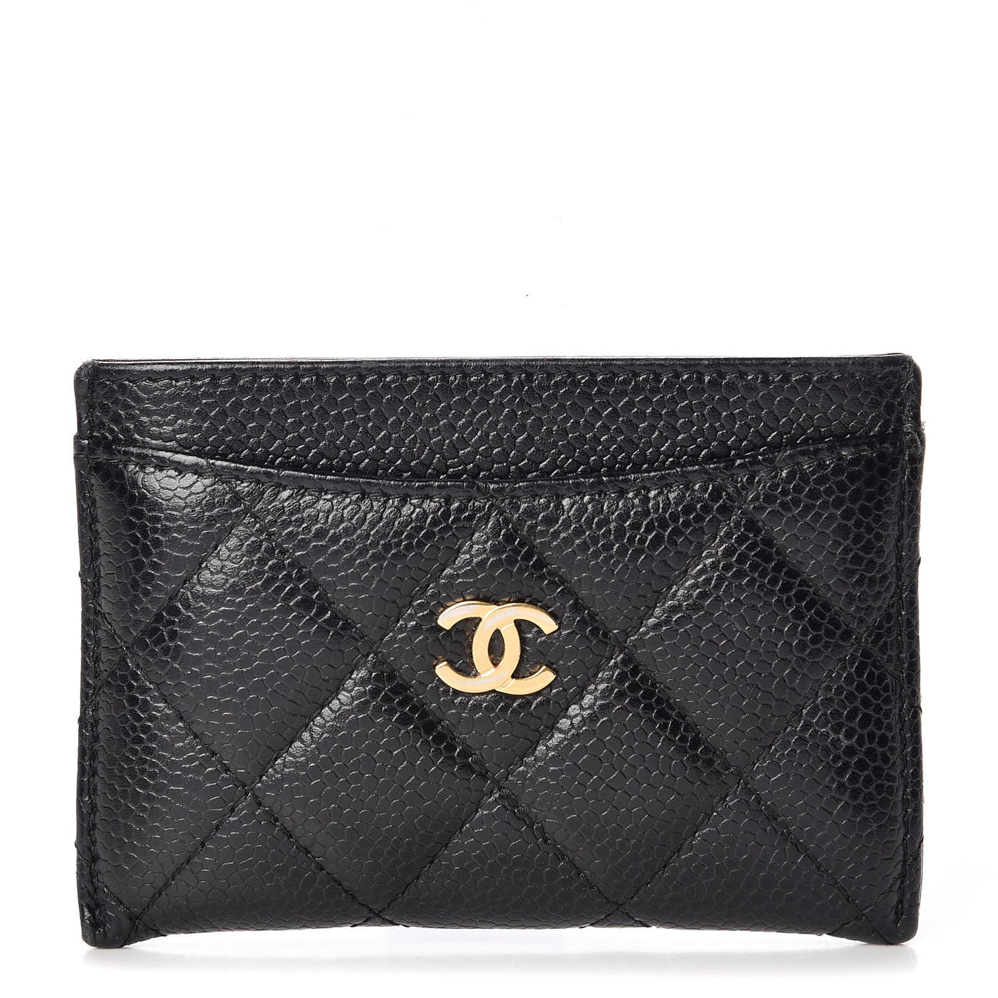 Caviar Quilted Card Holder Black