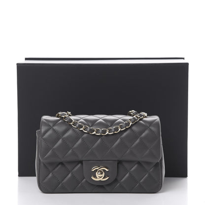 Chanel Lambskin Quilted Mini Rectangular Flap Grey 13 of 13