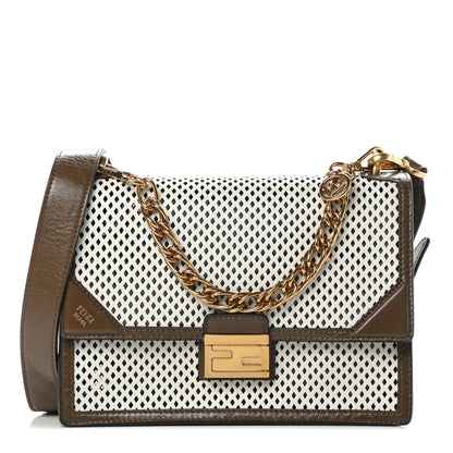 Fendi Vitello Liberty Glossy Lambskin F is Fendi Perforated Kan U Shoulder Bag White Ice Rust Maya 1 of 12