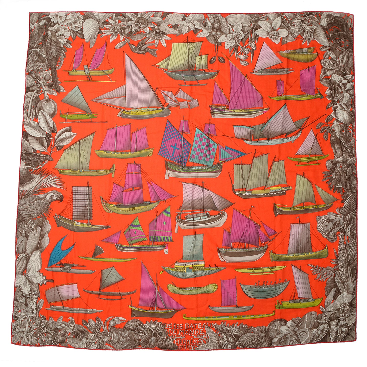 Hermes Cashmere Silk Tous Les Bateaux du Monde Shawl 140 3 of 6