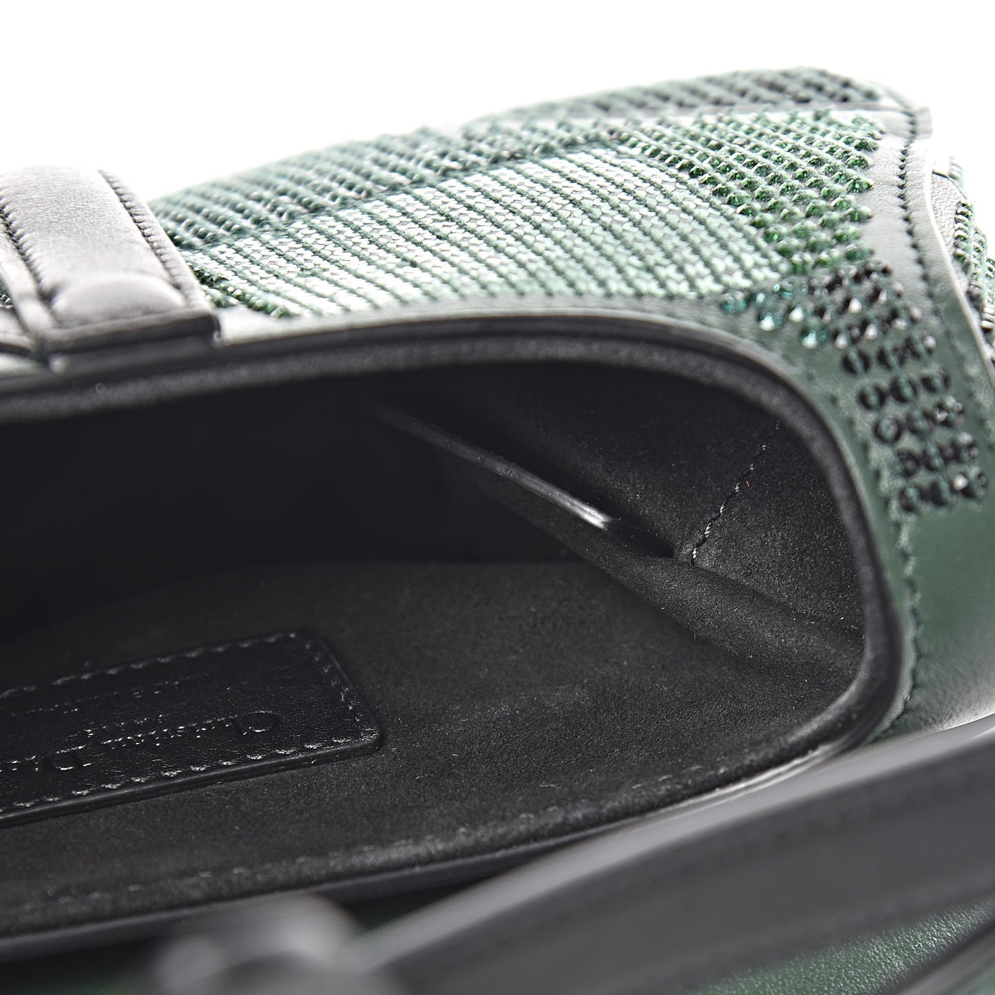 Crystal Calfskin Mini Saddle Bag Green Multi