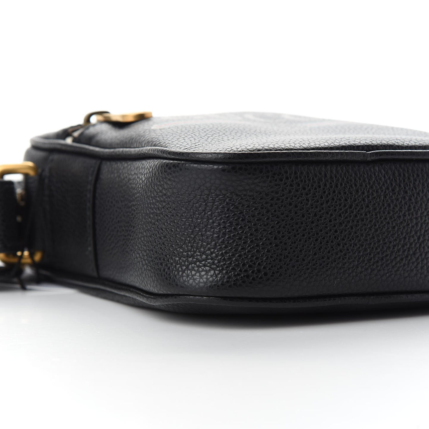 Grained Calfskin Mini Logo Messenger Bag Black
