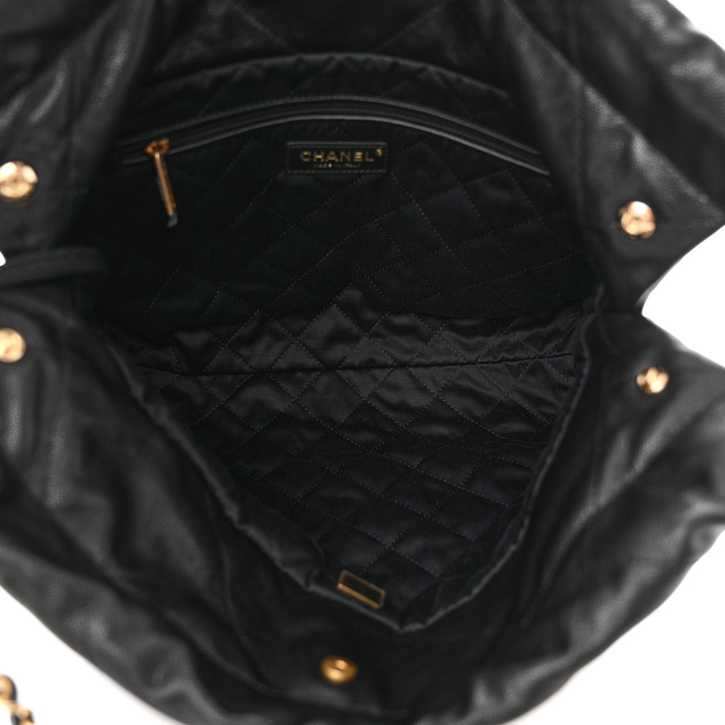 Shiny Caviar Quilted Monochrome Small Chanel 22 Black