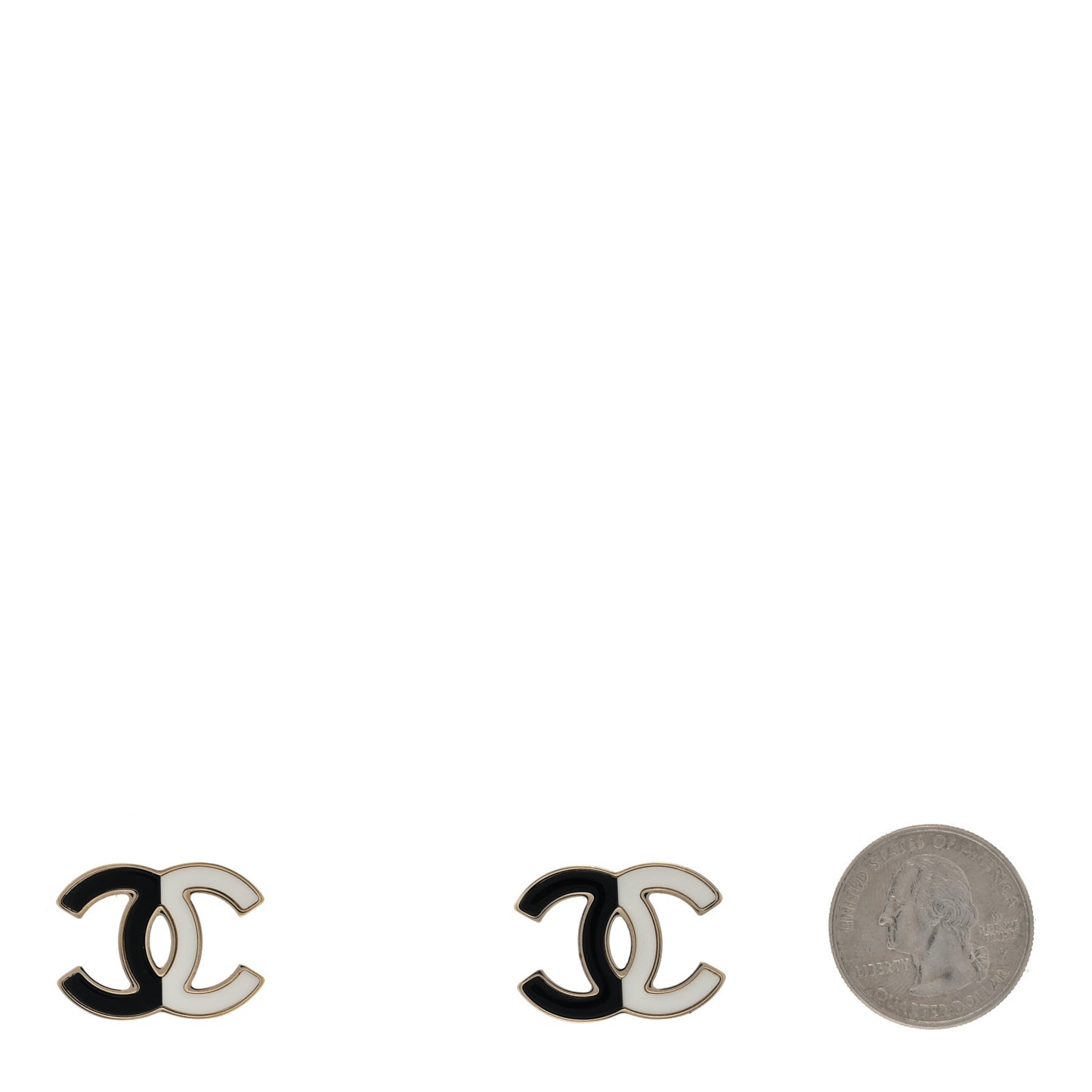 Enamel CC Earrings Gold Black White