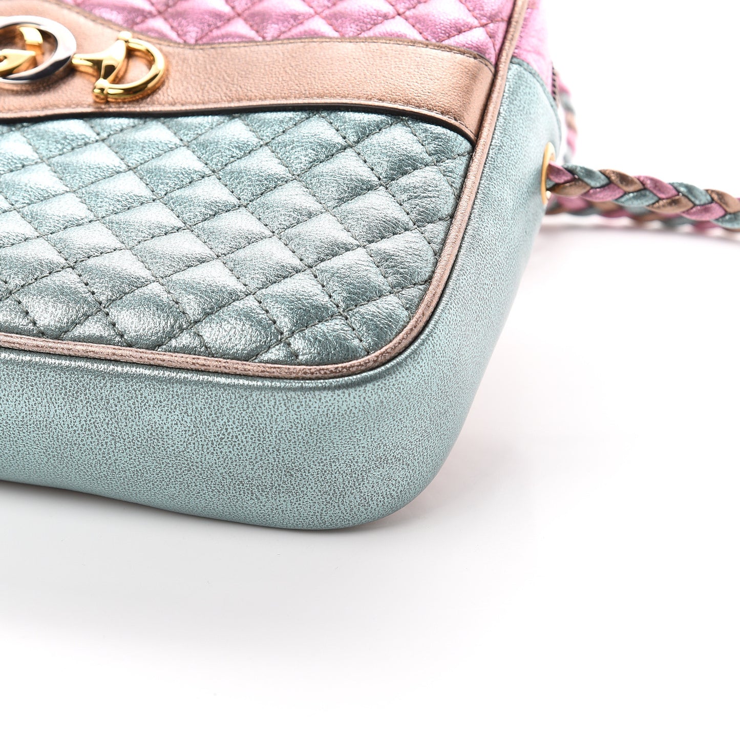 Laminated Nappa Trapuntata Small Zumi Shoulder Bag Rosa Lago Rame